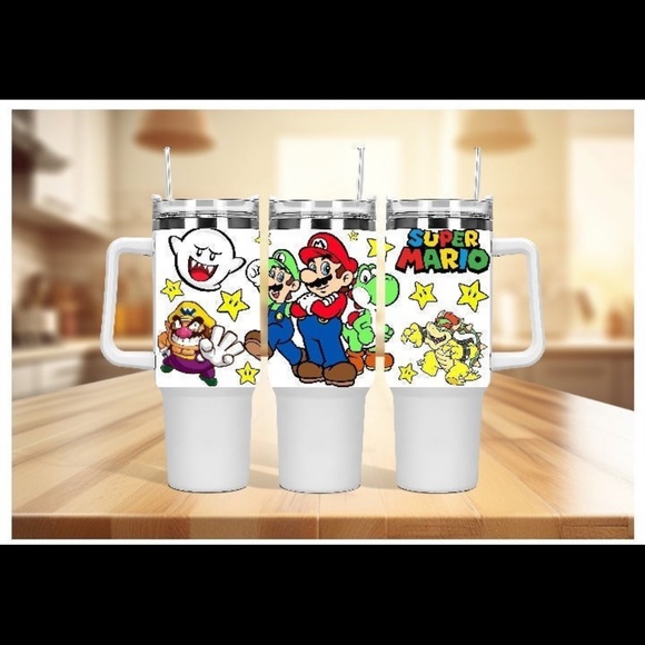 Custom made Nintendo Super Mario Bros Tumbler 40 oz tumbler with hand carry hand - Picture 14 of 15